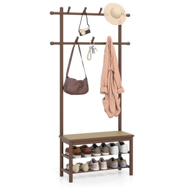 Giantex 3-in-1 Hall Tree with Bench and Shoe Storage Narrow Mudroom Storage Organizer