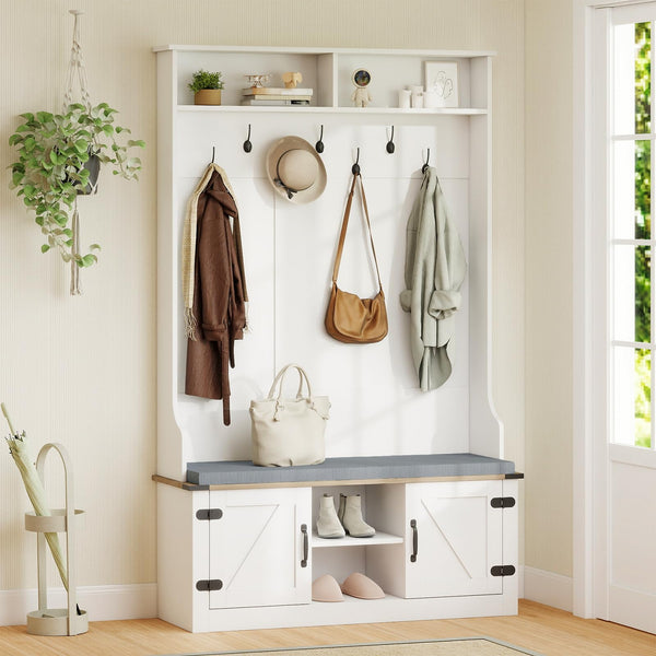 Giantex 4-in-1 Hall Tree with Bench and Shoe Storage 68.5" Tall Coat Rack