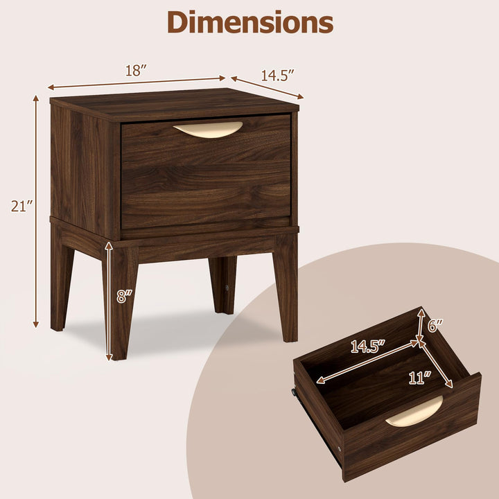 Giantex Mid Century Modern Night Stand with Storage for Small Spaces Bedroom