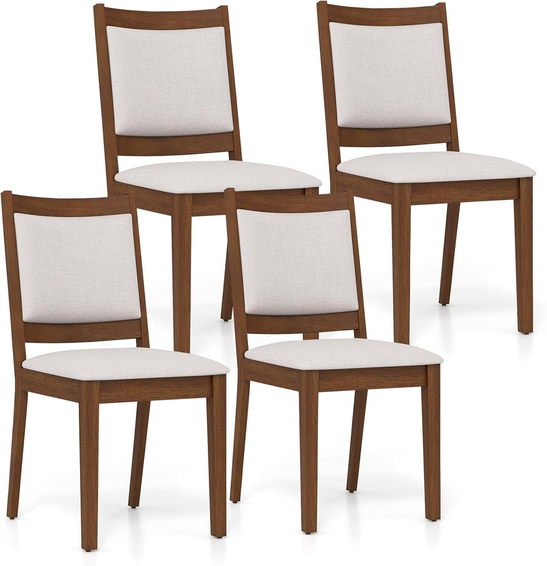 Giantex Upholstered Dining Chairs Set of 2/4, Modern Farmhouse Kitchen Chairs w/Padded Backrest &amp; Cushioned Seat, Rubber Wood Frame