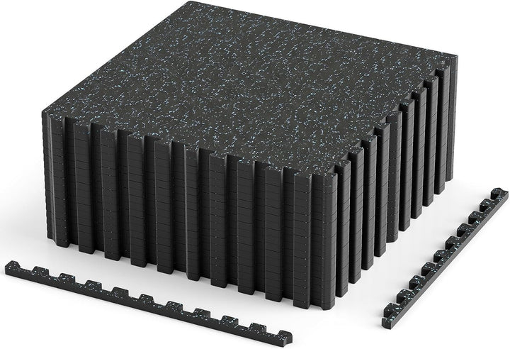 Giantex 0.39" Thick 24" x24" Interlocking Rubber Gym Floor Mats with Border Strips