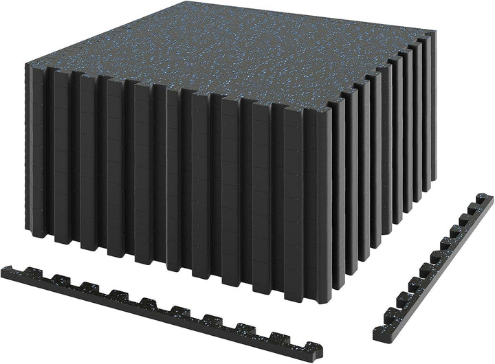 Giantex 0.39" Thick 24" x24" Interlocking Rubber Gym Floor Mats with Border Strips