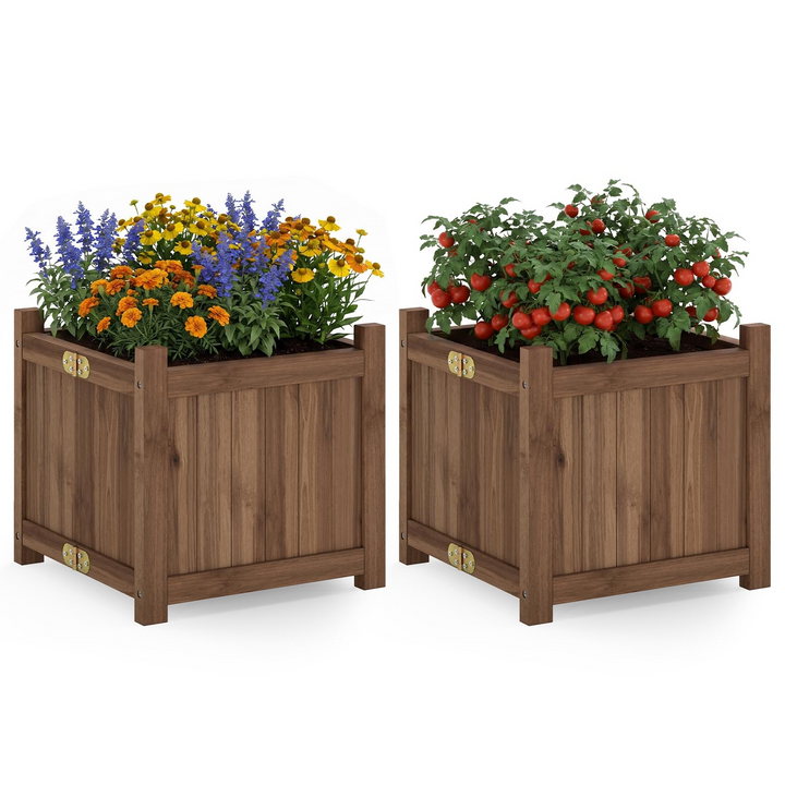 GIANTEX 15" Folding Wooden Planter Box with Removable Bottom (1/2)