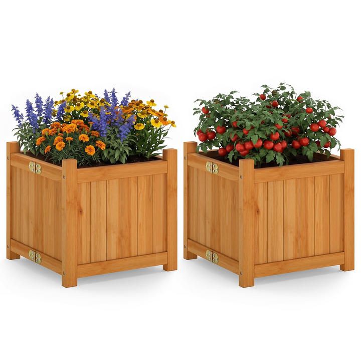 GIANTEX 15" Folding Wooden Planter Box with Removable Bottom (1/2)