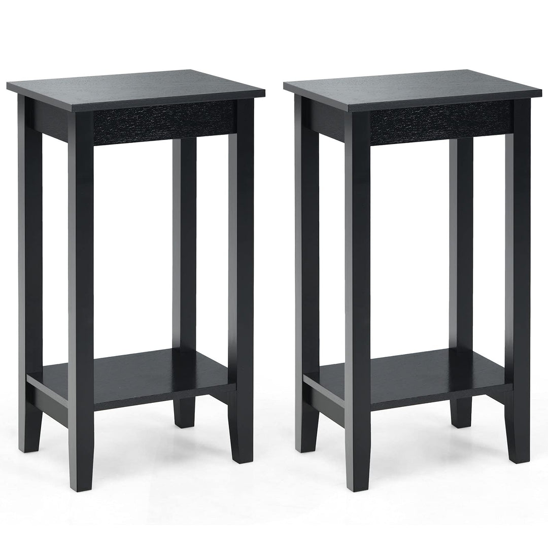 Giantex 2-Tier End Table Tall Nightstand, Simple Design Sofa Bedside Table