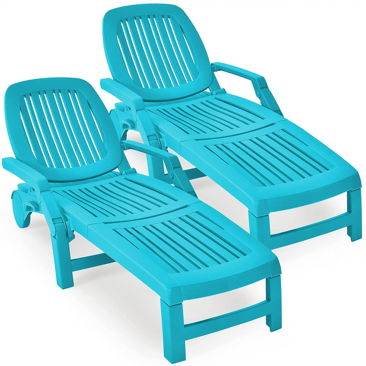Chaise Lounge Outdoor,Foldable Sun Lounger with Wheels
