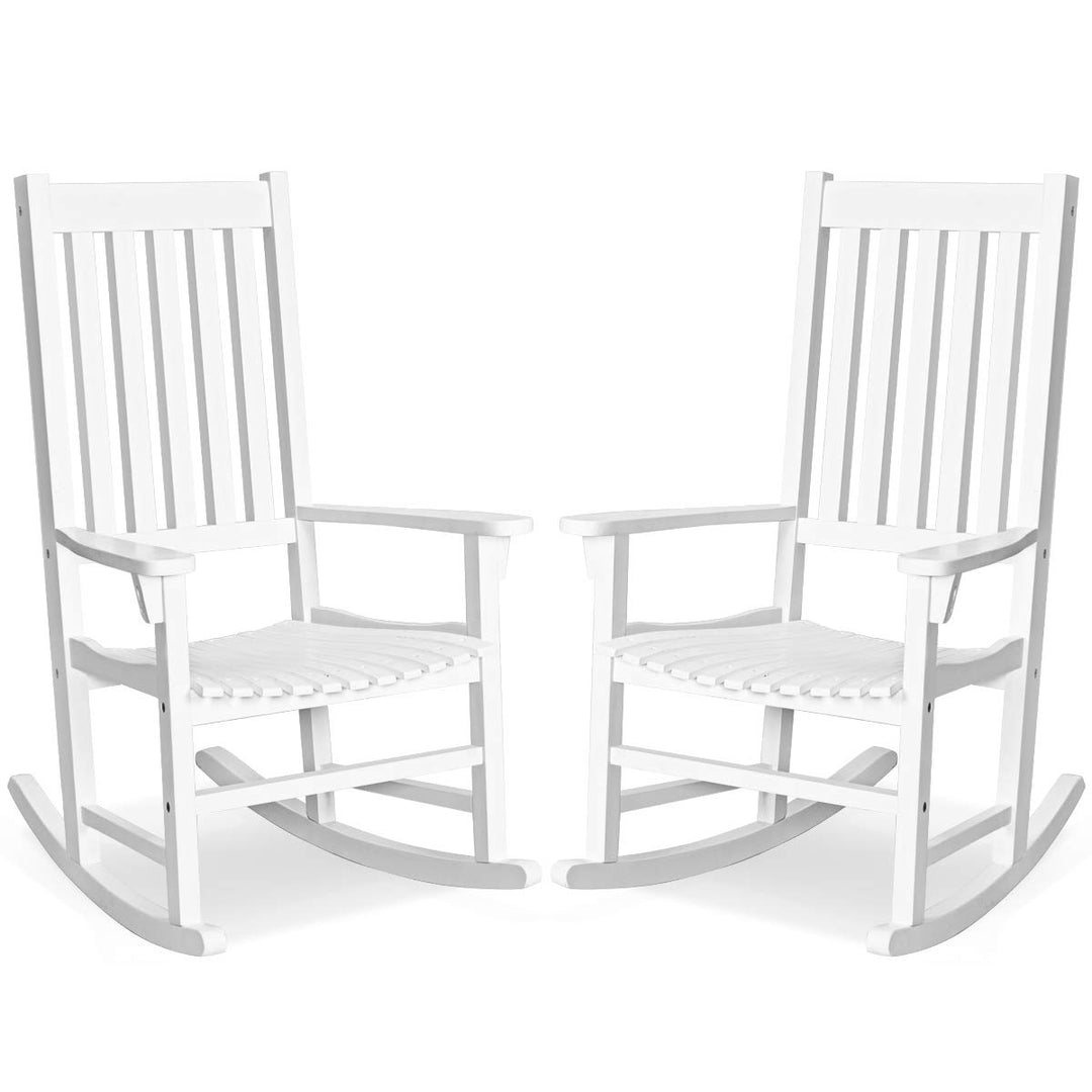Giantex Rocking Chair Acacia Wood Frame Outdoor&amp; Indoor