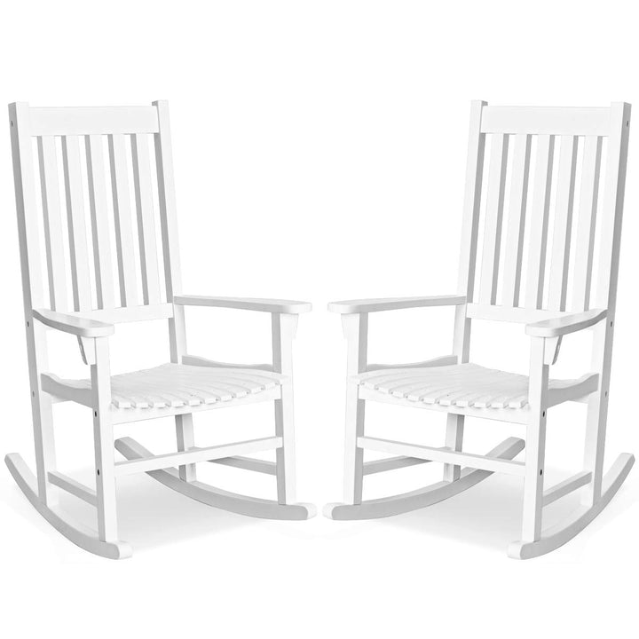 Giantex Rocking Chair Acacia Wood Frame Outdoor&amp; Indoor