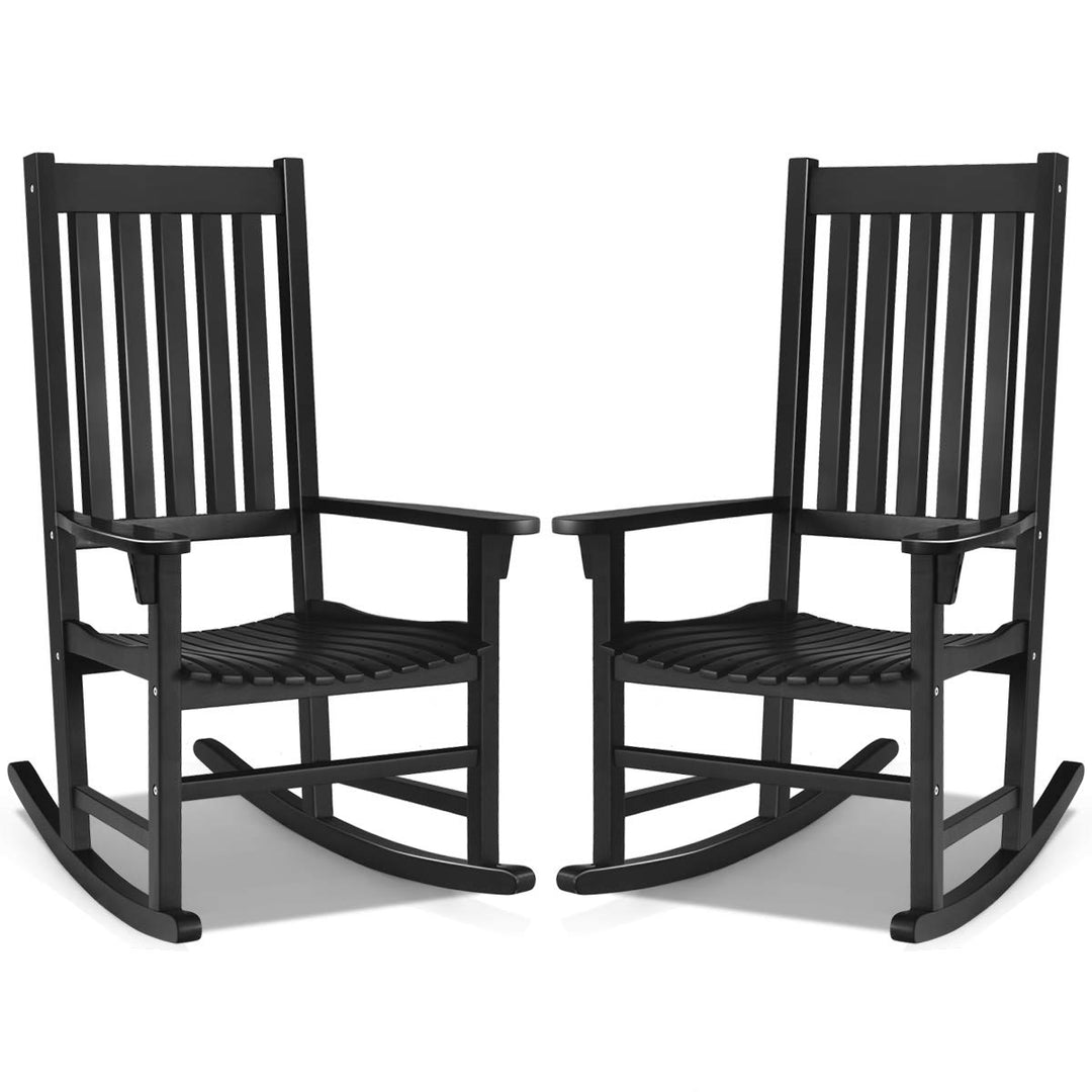 Giantex Rocking Chair Acacia Wood Frame Outdoor&amp; Indoor