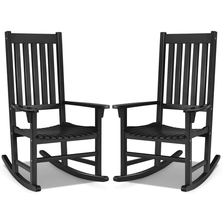Giantex Rocking Chair Acacia Wood Frame Outdoor&amp; Indoor