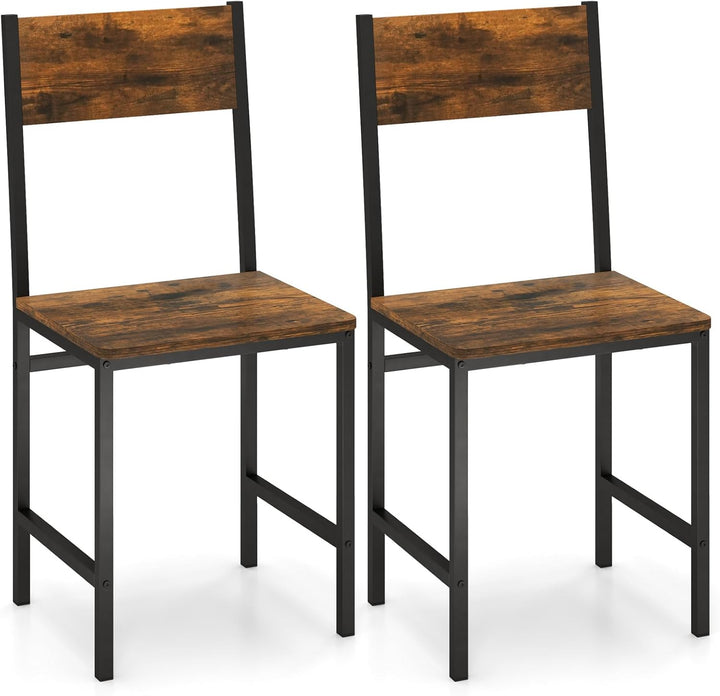 Giantex Dining Chairs Set, Industrial Kitchen Chairs with Metal Legs, Slanted Back