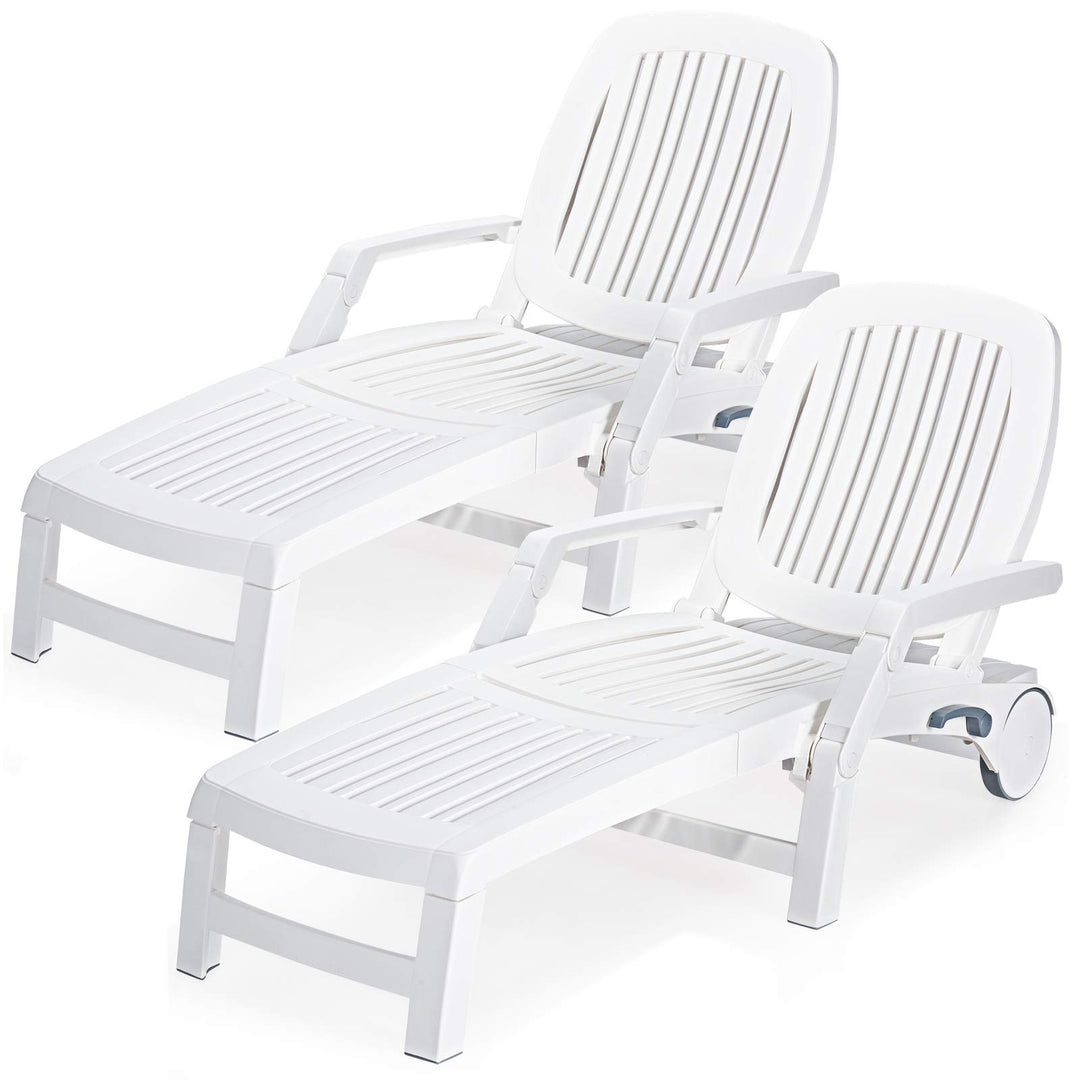 Chaise Lounge Outdoor,Foldable Sun Lounger with Wheels