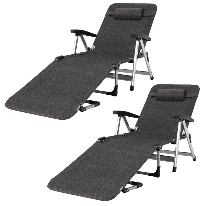 Patio Chaise Lounge Chair 7 Adjustable Position Folding Camping Cot