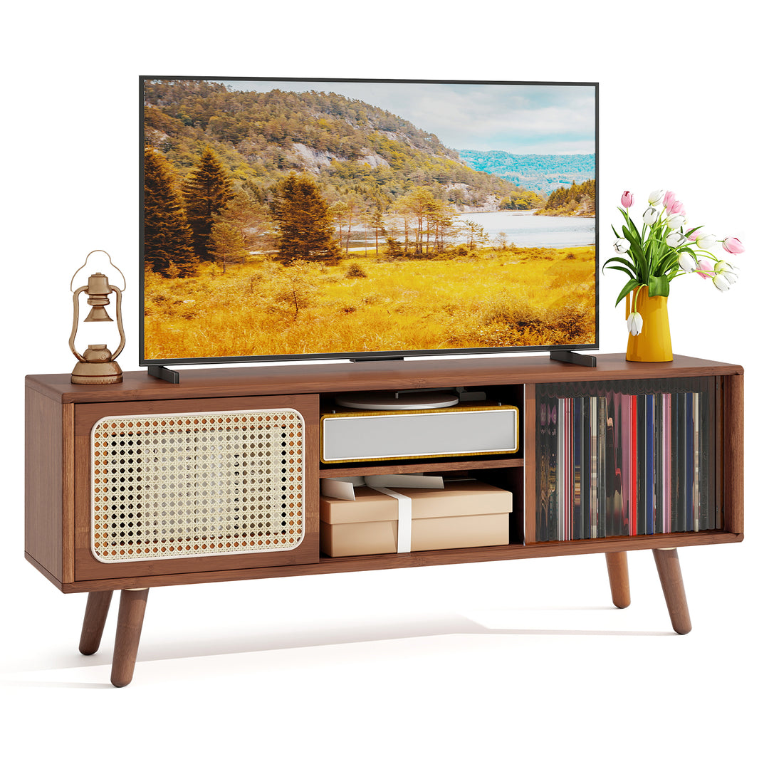 Giantex TV Stand for Living Room TVs up to 55”- Bamboo Entertainment Center
