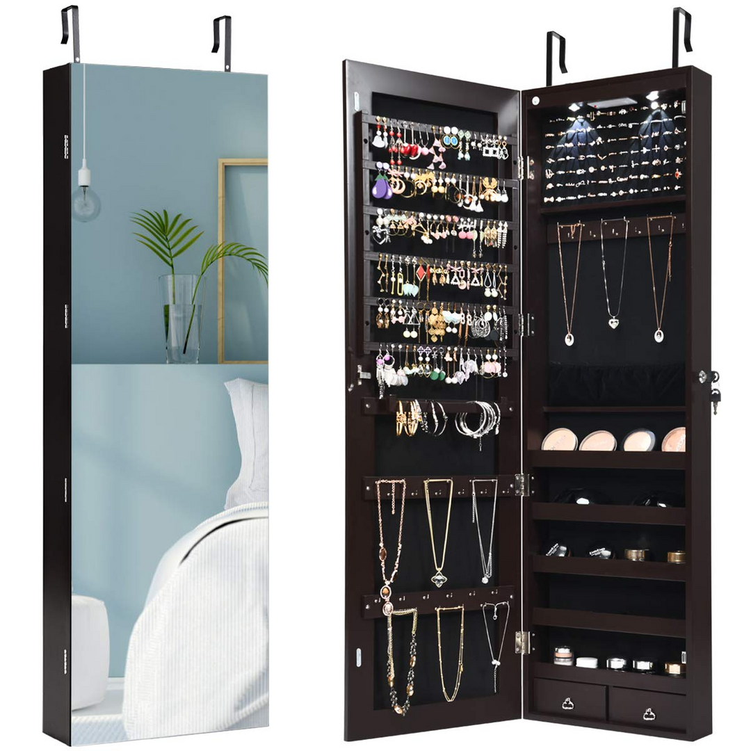 Giantex Wall Door Jewelry Armoire Cabinet with Full-Length Mirror