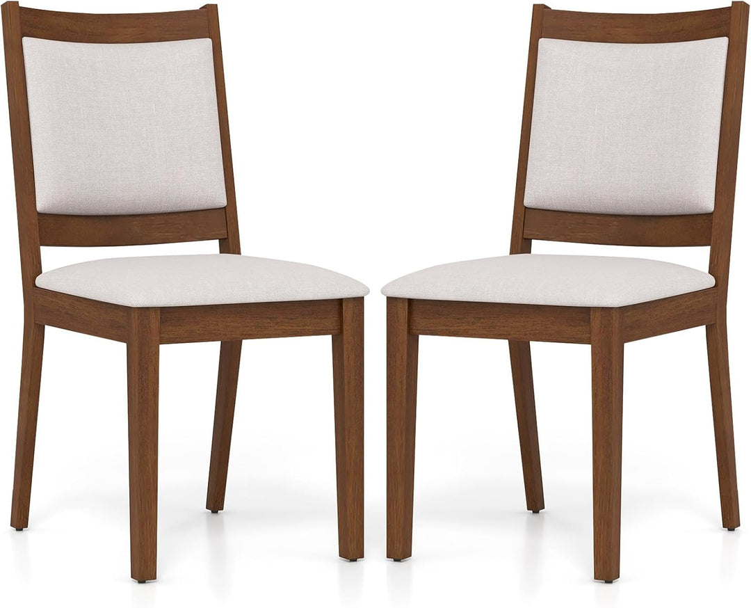 Giantex Upholstered Dining Chairs Set of 2/4, Modern Farmhouse Kitchen Chairs w/Padded Backrest &amp; Cushioned Seat, Rubber Wood Frame