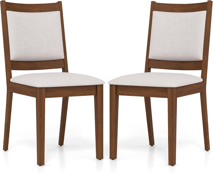 Giantex Upholstered Dining Chairs Set of 2/4, Modern Farmhouse Kitchen Chairs w/Padded Backrest &amp; Cushioned Seat, Rubber Wood Frame