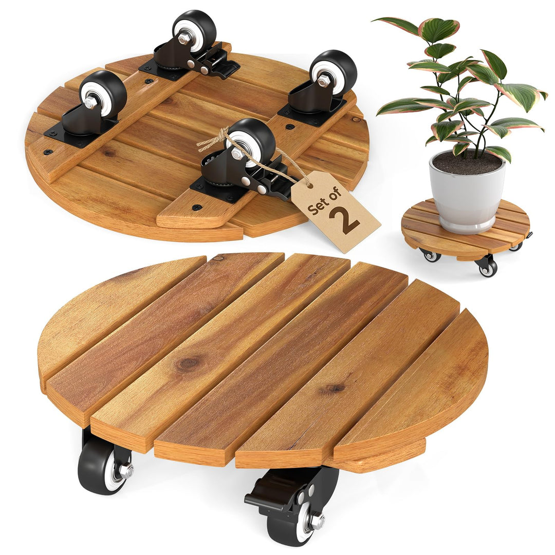 Giantex 2 Pcs and 4 Pcs Plant Caddy with Wheels with 360° Lockable Casters