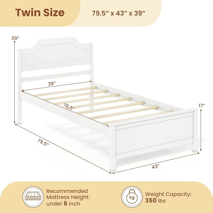 Giantex Queen/Twin/King/Full Size Wooden Bed Frame with Headboard