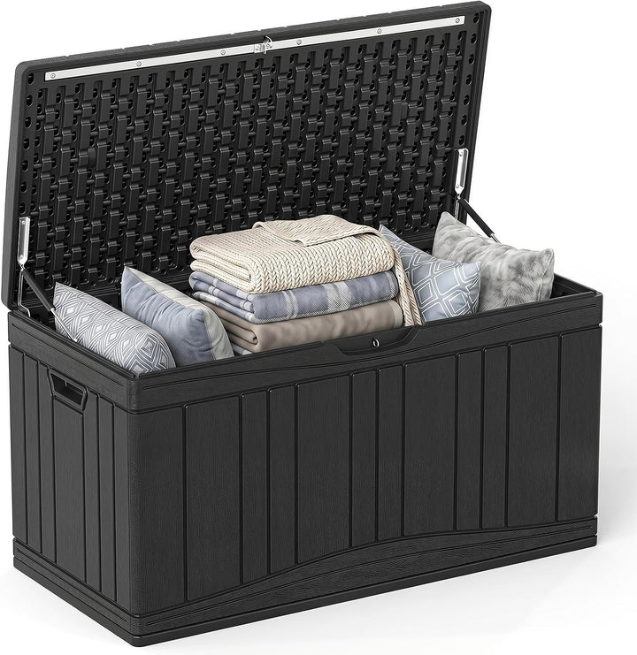 Giantex 80 Gallon Patio HDPE Storage Bin with Gas Struts &amp; Lock-Compatible Lid