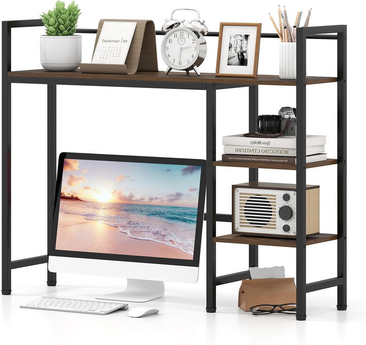 GIANTEX 4-Tier Desktop Bookshelf | 38.5" Dorm Desk Hutch for 27" Monitor