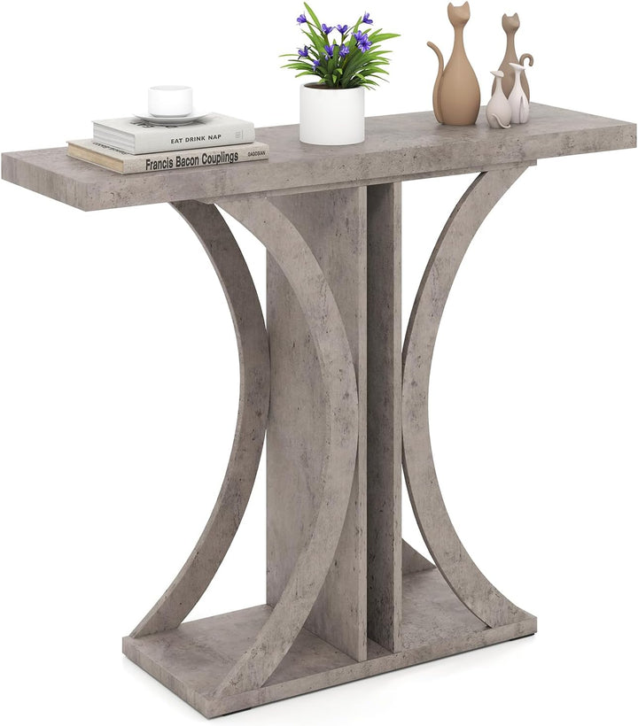 Giantex 40" Narrow Console Table | T-Shaped Entryway Table with Open Storage Shelve