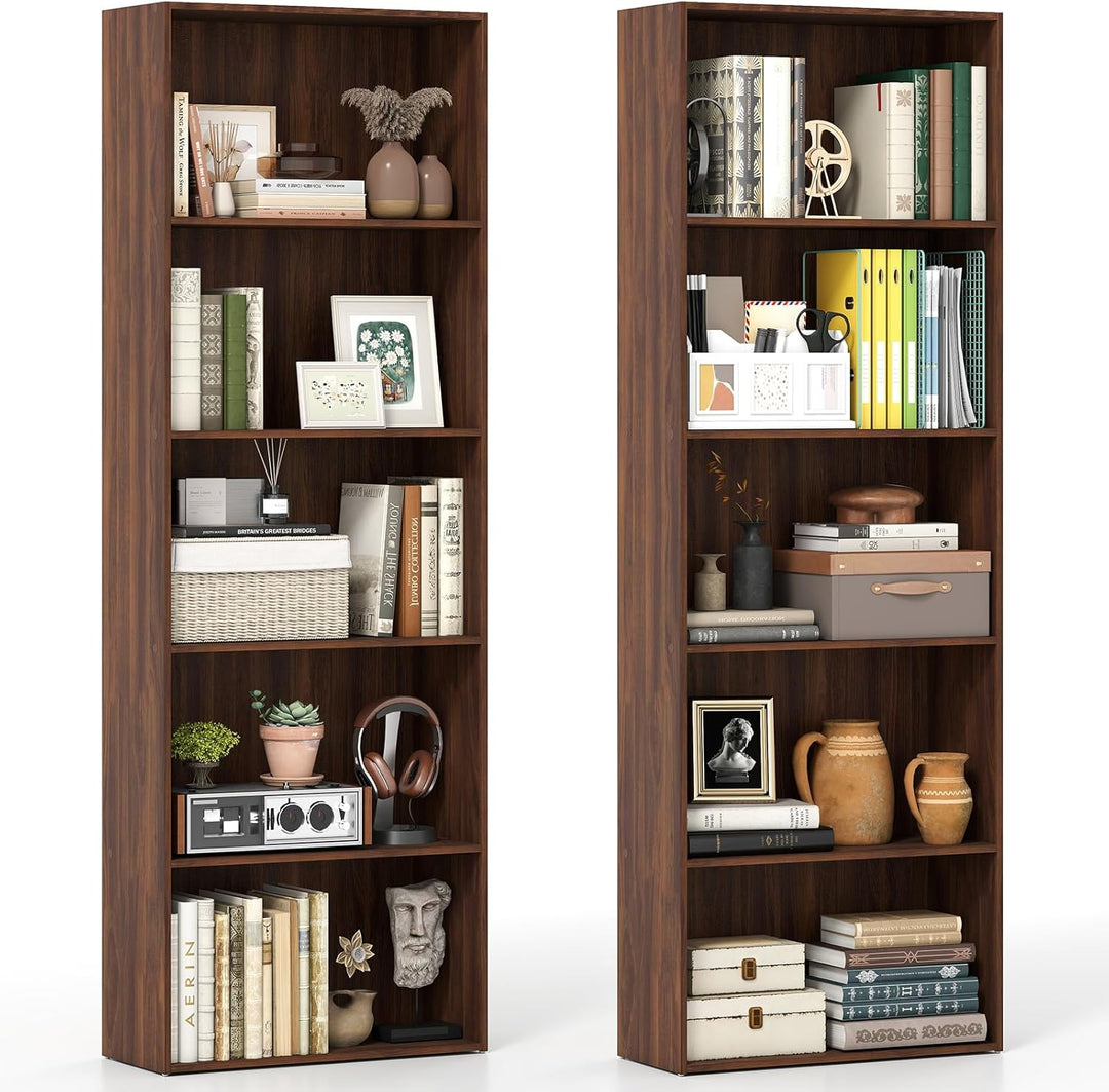 Giantex 5-Tier Bookshelf Freestanding Tall Bookcase with 5 Open Compartments