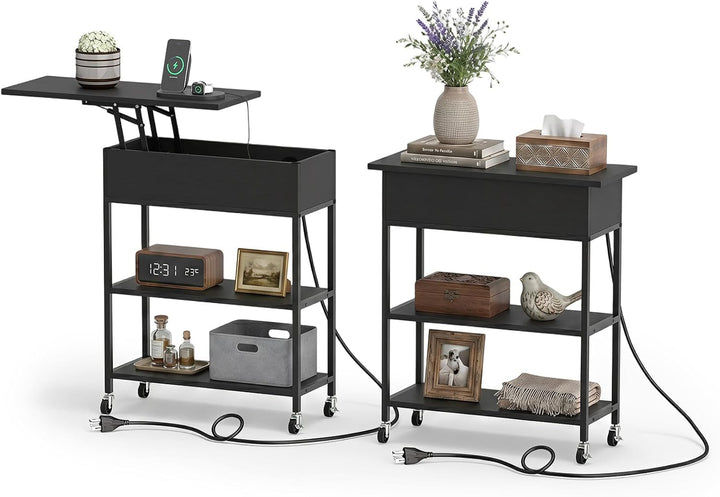 Giantex End Table with Charging Station - Lift Top Narrow Side Table (1/2)
