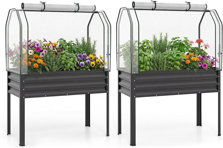 Giantex Raised Garden Bed with Legs &amp; Greenhouse Cover (1/2)