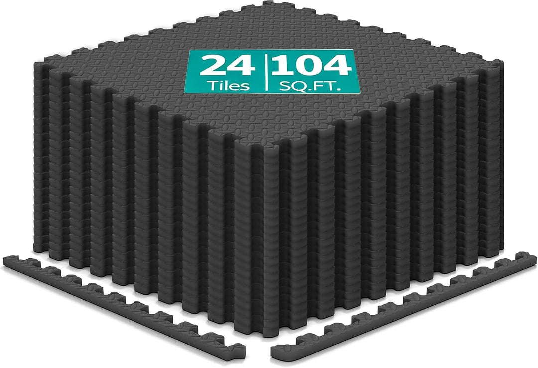 GIANTEX Interlocking Foam Tiles, EVA Foam Mats | 1/2 Inch Thick Puzzle Floor Tiles with Border Edge