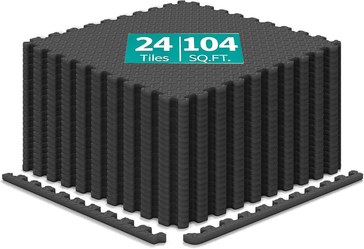 GIANTEX Interlocking Foam Tiles, EVA Foam Mats | 1/2 Inch Thick Puzzle Floor Tiles with Border Edge