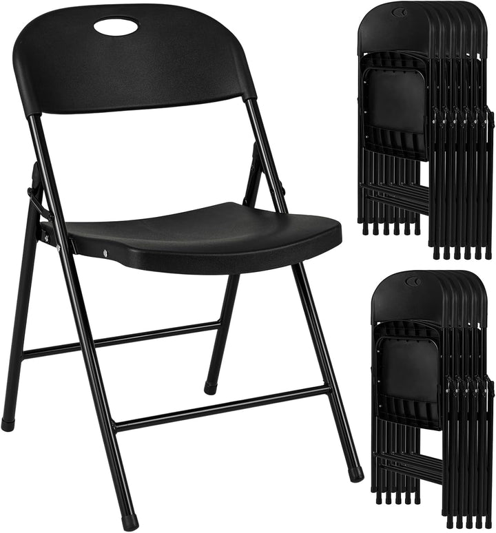 Giantex Plastic Folding Chair | Portable Stackable Commercial Seats with Ergonomic Backrest