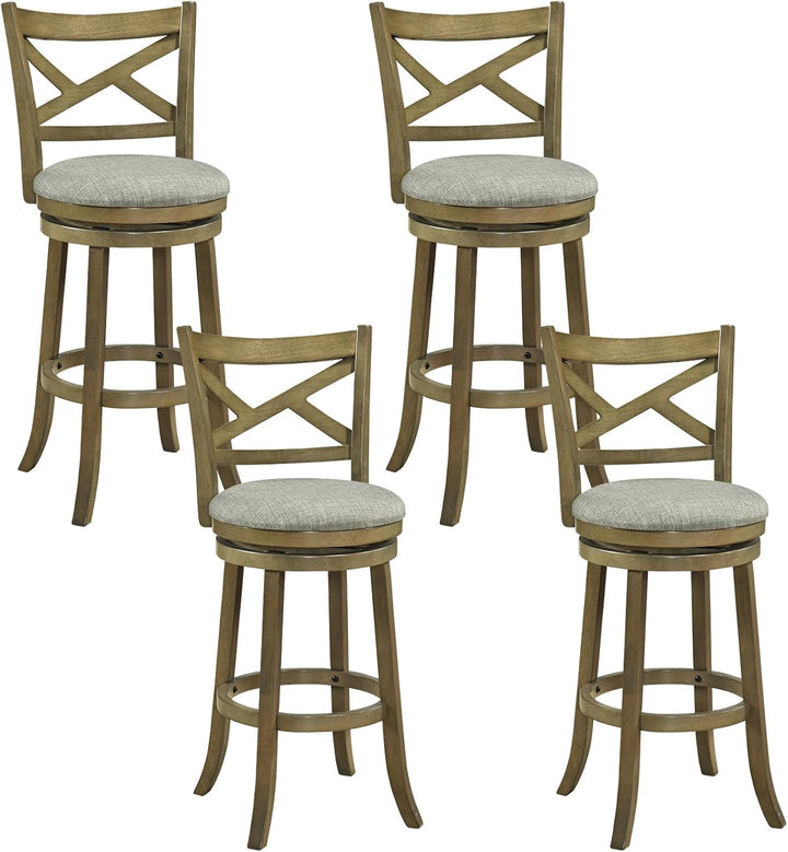 Giantex Wood Swivel Bar Stools Set of 2/4 with Backrests and Wood Frame