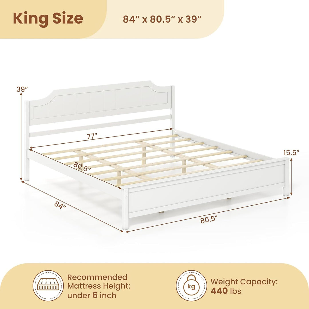 Giantex Queen/Twin/King/Full Size Wooden Bed Frame with Headboard
