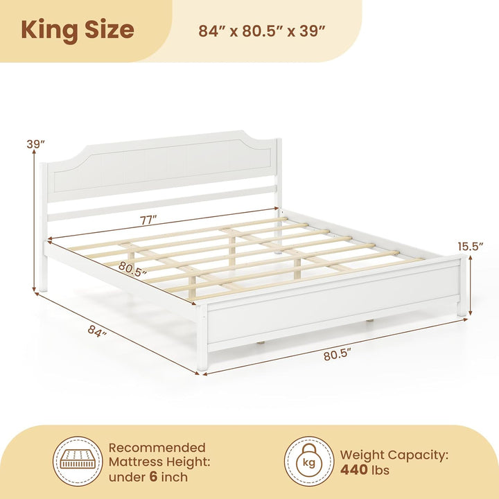Giantex Queen/Twin/King/Full Size Wooden Bed Frame with Headboard