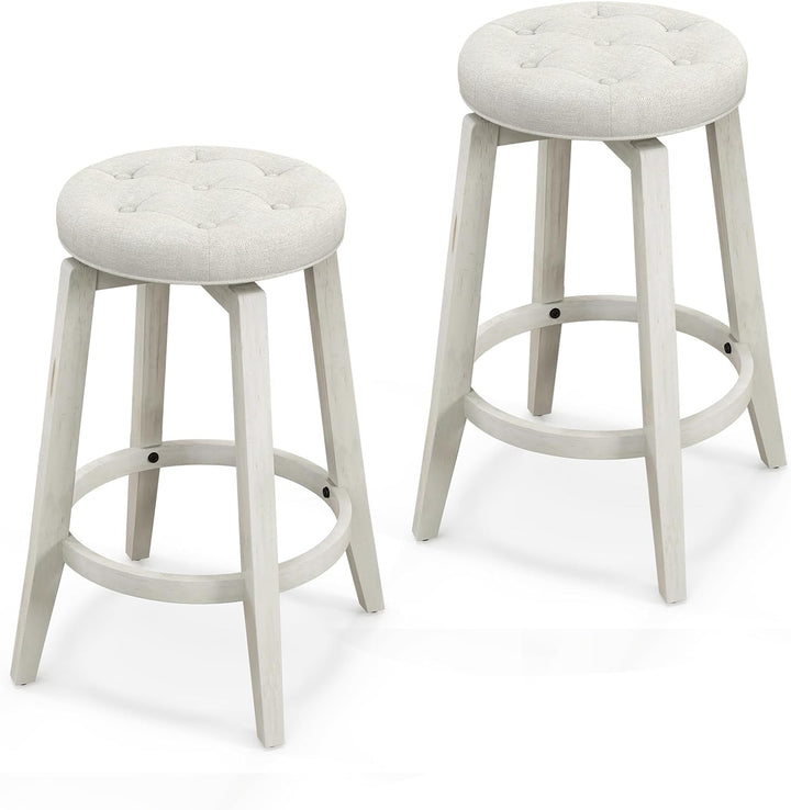 Giantex Swivel Bar Stools Set of 2, 30" Bar Height Stools w/Tufted Seat &amp; Rubber Wood Frame