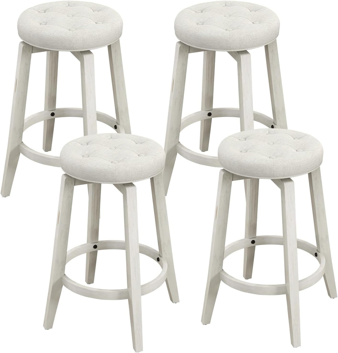 Giantex Swivel Bar Stools Set of 2, 30" Bar Height Stools w/Tufted Seat &amp; Rubber Wood Frame