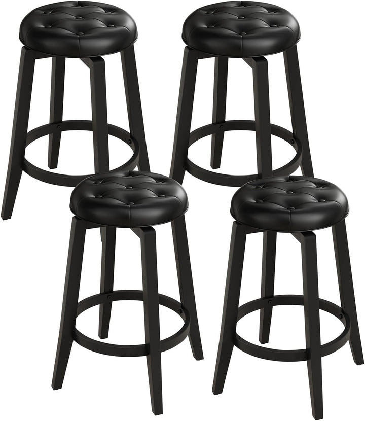 Giantex Swivel Bar Stools Set of 2, 30" Bar Height Stools w/Tufted Seat &amp; Rubber Wood Frame