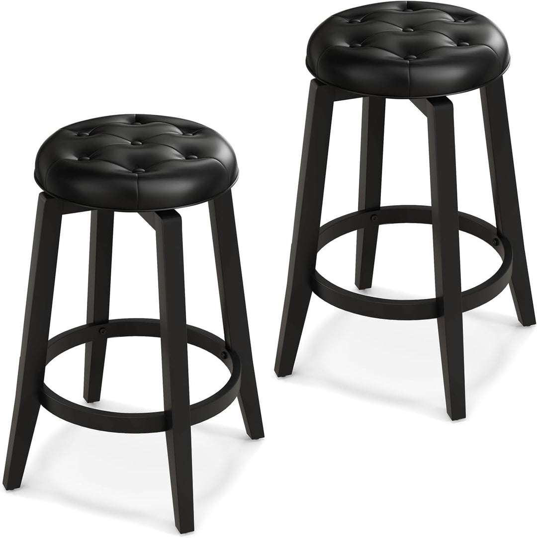 Giantex Swivel Bar Stools Set of 2, 30" Bar Height Stools w/Tufted Seat &amp; Rubber Wood Frame