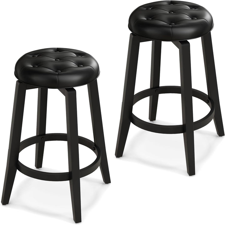 Giantex Swivel Bar Stools Set of 2, 30" Bar Height Stools w/Tufted Seat &amp; Rubber Wood Frame