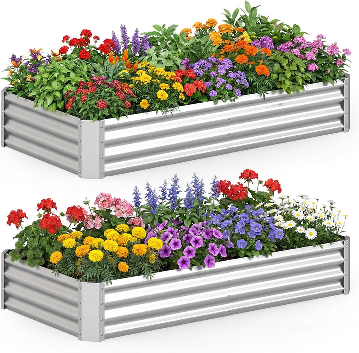 Giantex 6 x 3 x 1 FT Galvanized Rectangular Metal Raised Garden Bed (1/2)