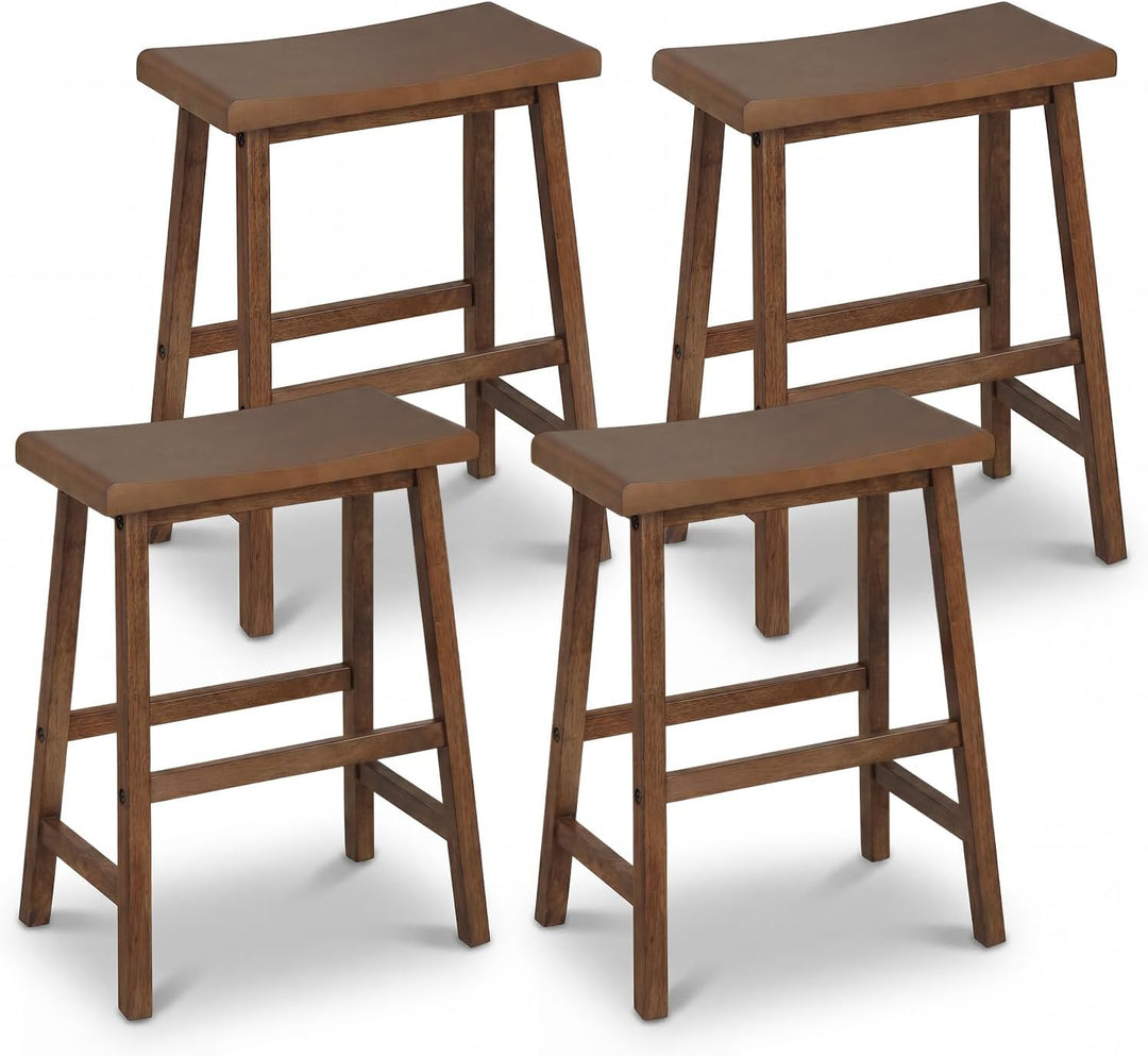 Giantex 24 Inch Counter Height Saddle Bar Stools with Footrest (2/4)