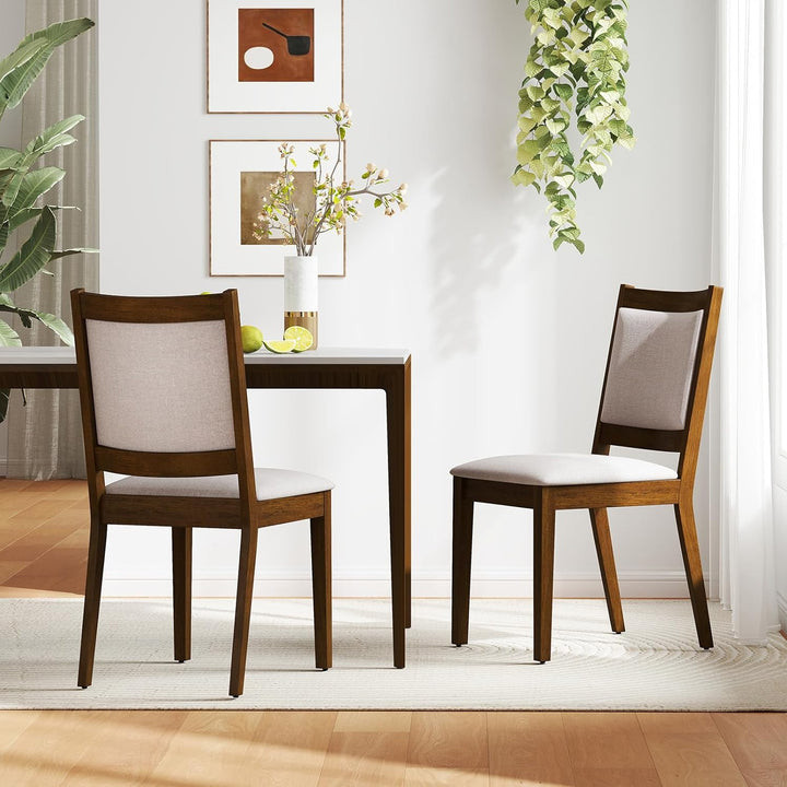Giantex Upholstered Dining Chairs Set of 2/4, Modern Farmhouse Kitchen Chairs w/Padded Backrest &amp; Cushioned Seat, Rubber Wood Frame