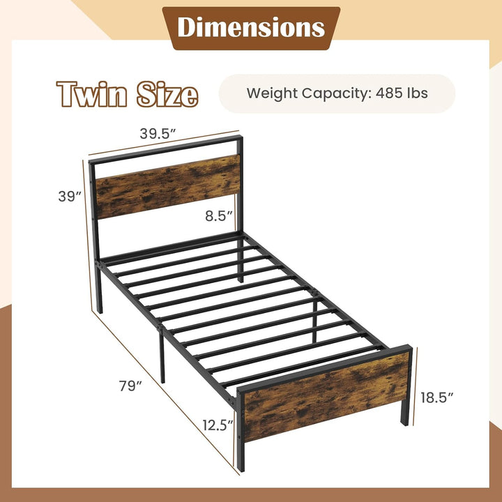 Giantex Twin Size/Full Size/King Size/Queen Metal Platform Bed Frames with Wooden Headboard &amp; Footboard