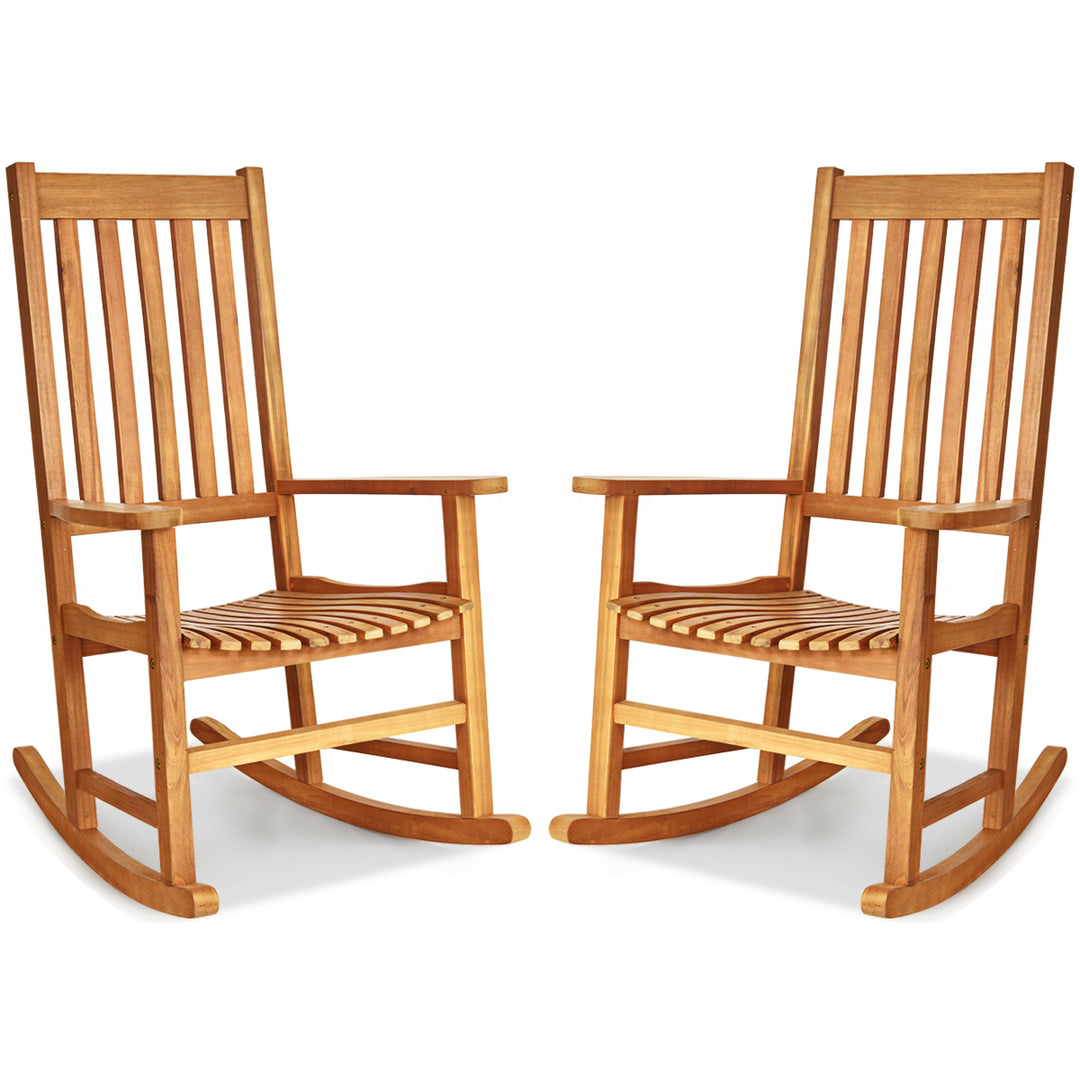 Giantex Rocking Chair Acacia Wood Frame Outdoor&amp; Indoor