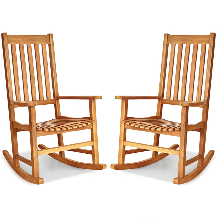 Giantex Rocking Chair Acacia Wood Frame Outdoor&amp; Indoor