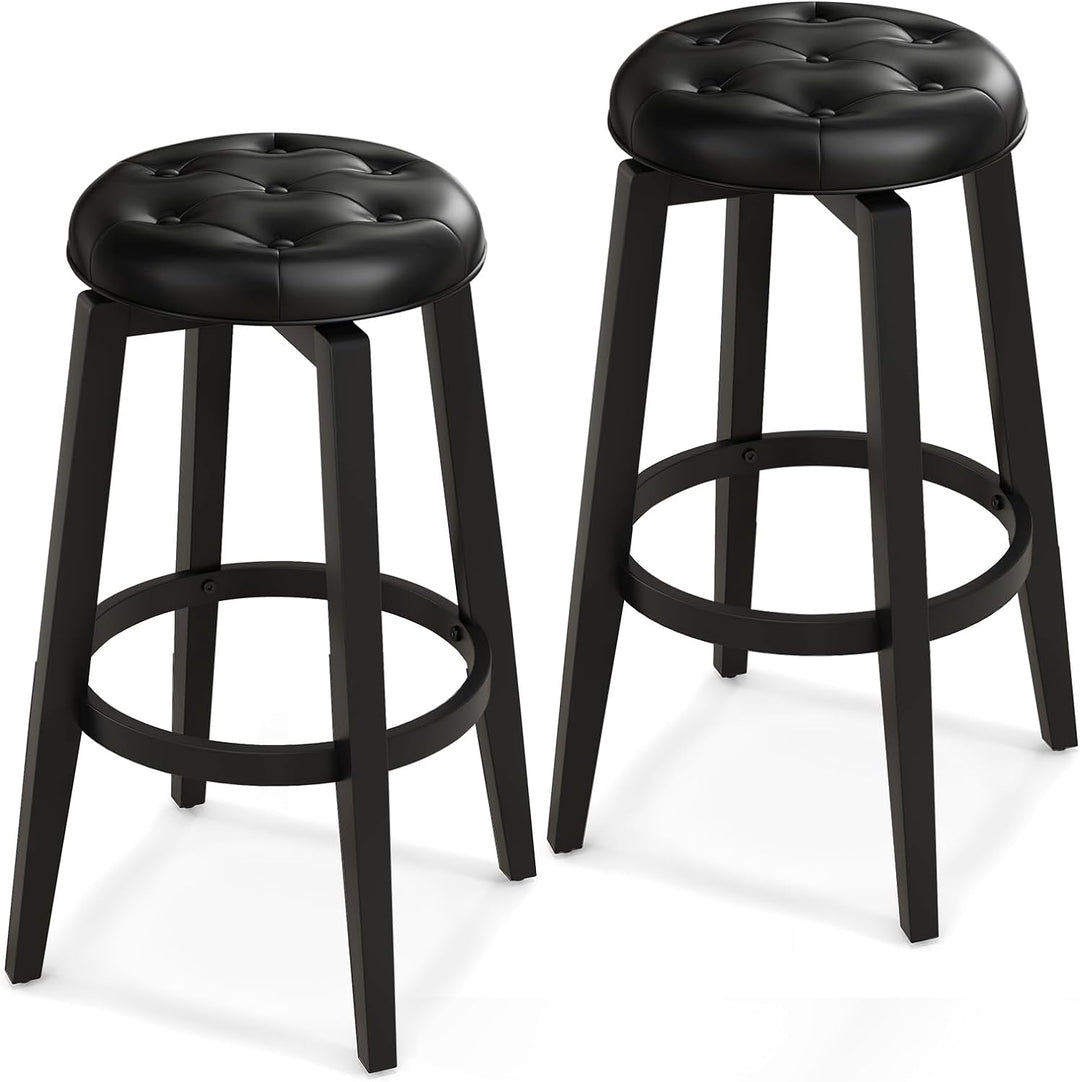 Giantex Swivel Bar Stools Set of 2, 30" Bar Height Stools w/Tufted Seat &amp; Rubber Wood Frame