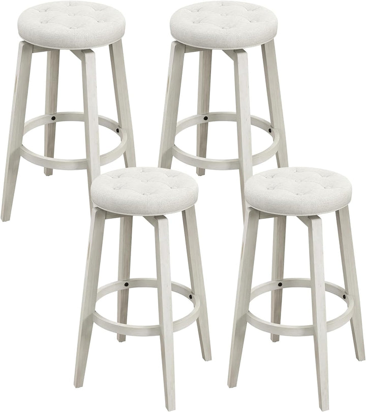 Giantex Swivel Bar Stools Set of 2, 30" Bar Height Stools w/Tufted Seat &amp; Rubber Wood Frame