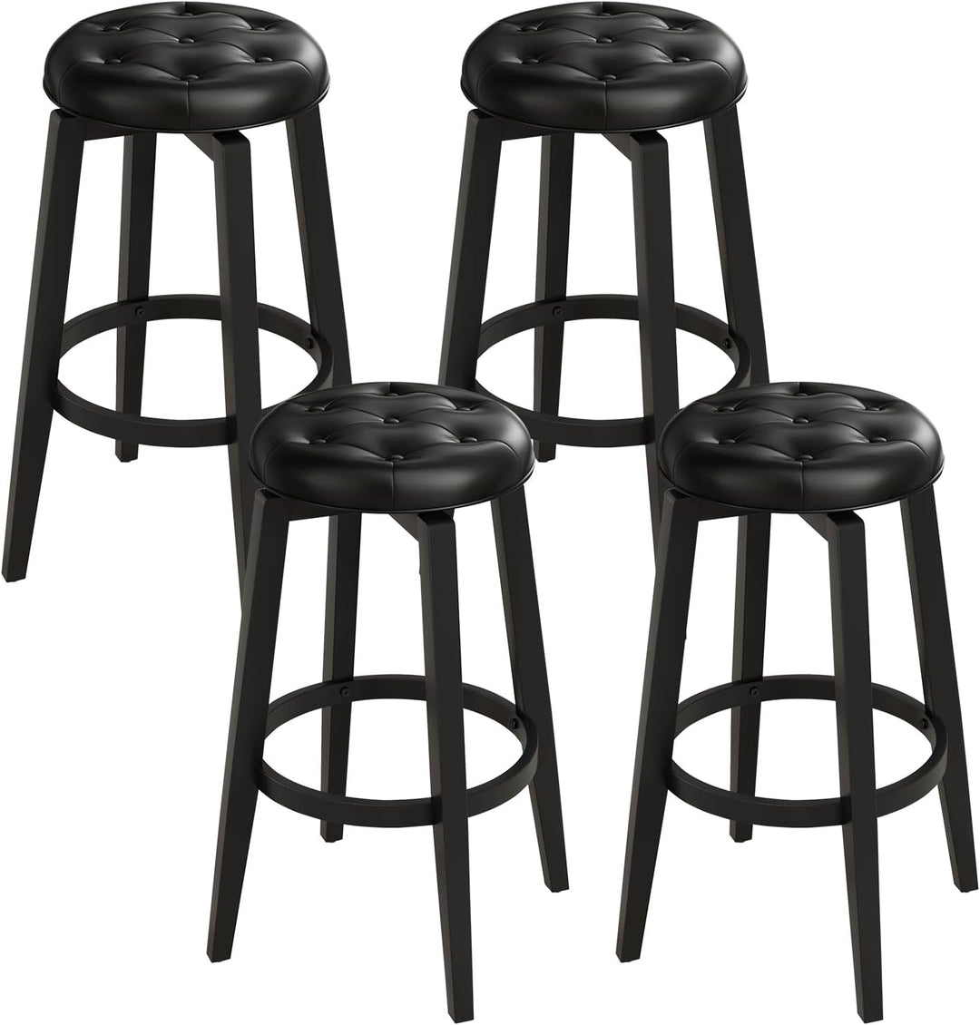 Giantex Swivel Bar Stools Set of 2, 30" Bar Height Stools w/Tufted Seat &amp; Rubber Wood Frame