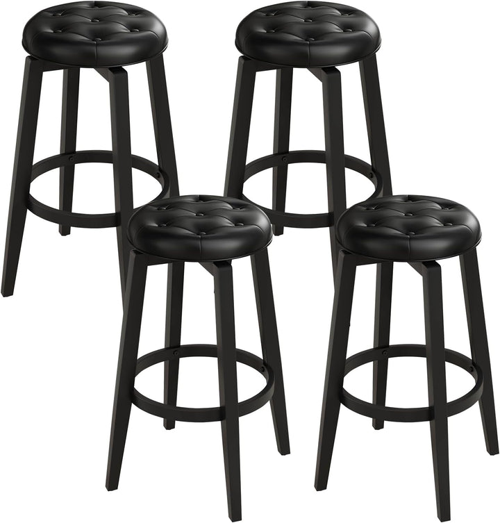 Giantex Swivel Bar Stools Set of 2, 30" Bar Height Stools w/Tufted Seat &amp; Rubber Wood Frame